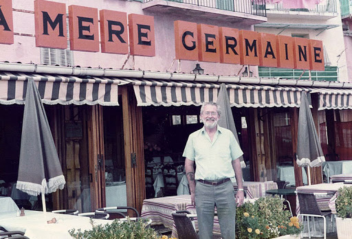 Bob during visit to France in front of La Mere Germaine restaurant