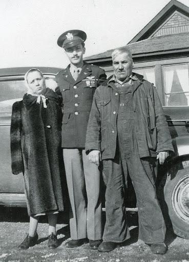 John with parents right after war; Dora Geloff Balaban, John, and Afanase Vasili Balaban