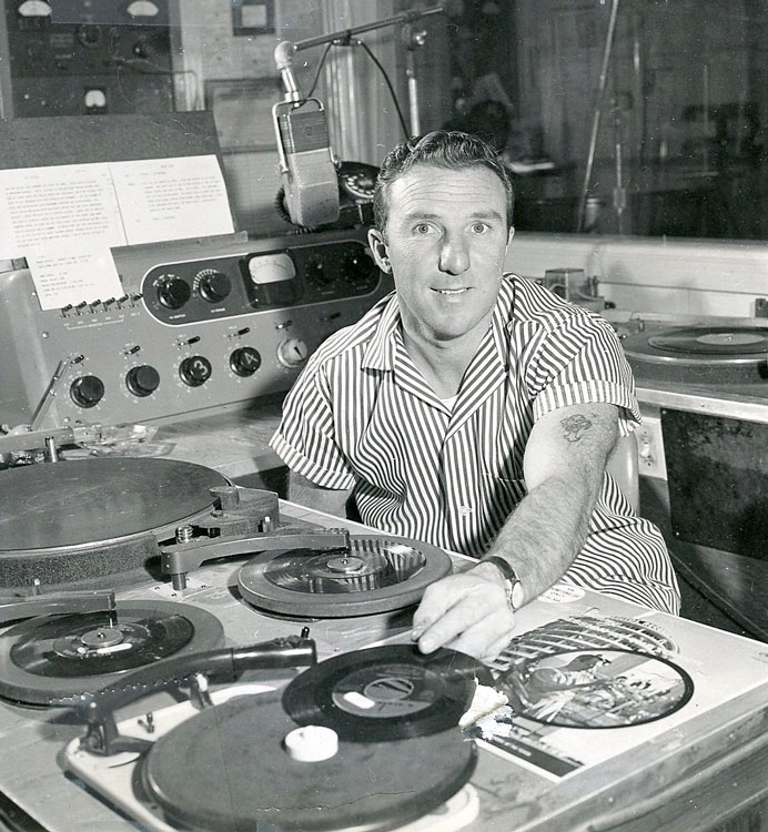 Baci as a disc jockey at Sonora radio station KVML in 1956