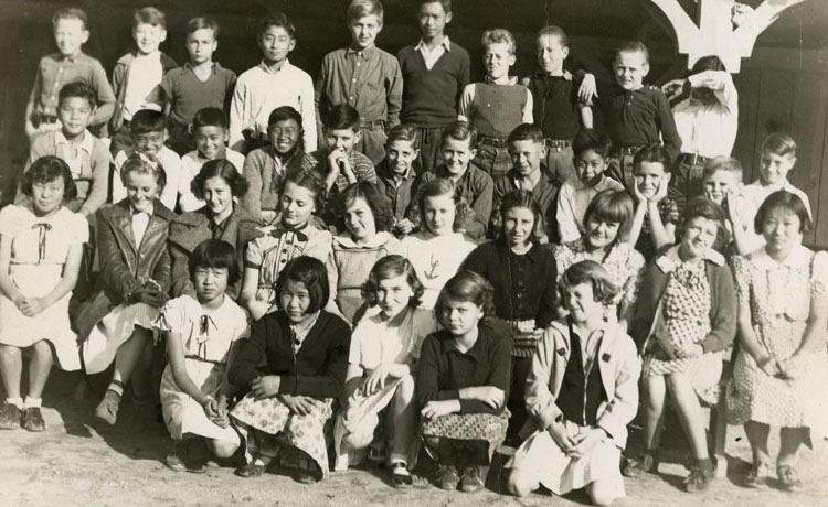 Eighth grade class photo; Dick is in back row, third from right