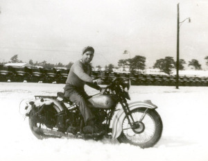Joe astride his 61 cubic inch Harley-Davidson
