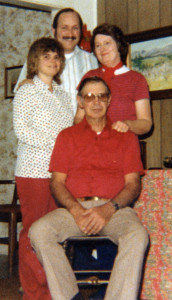 Mel and Red with the newlyweds, daughter Cal and her husband, Mike Stocks, in 1974