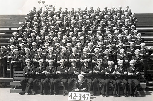 1942-boot-camp-san-diego-ADJ;-seated-at-center,-behind-and-r-of-the-blonde-kneeling-guy