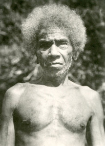 Native elder in New Guinea. The natives were nicknamed “Fuzzy Wuzzy Angels” by the Australians for assisting  injured troops.